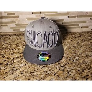Chicago SnapBack Hat Cap Embroidered Adjustable Grey Large Print Snapback